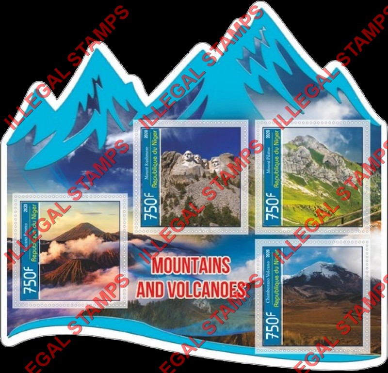 Niger 2020 Mountains and Volcanoes Illegal Stamp Souvenir Sheet of 4