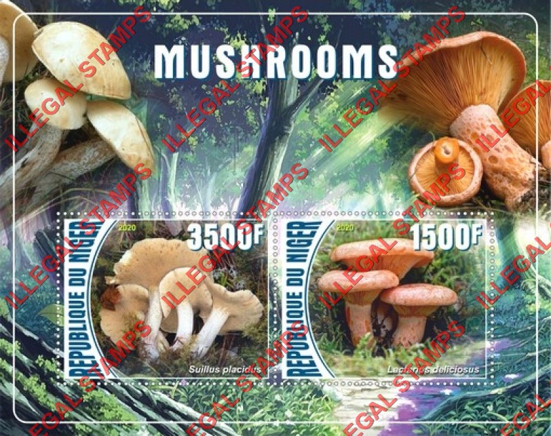 Niger 2020 Mushrooms Illegal Stamp Souvenir Sheet of 2