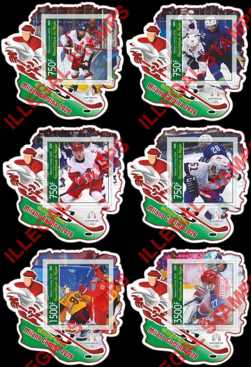 Niger 2020 Olympic Games Ice Hockey in Milano Cortina 2026 Illegal Stamp Souvenir Sheets of 1