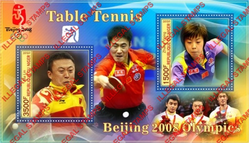 Niger 2020 Table Tennis Olympics Beijing 2008 Illegal Stamp Souvenir Sheet of 2