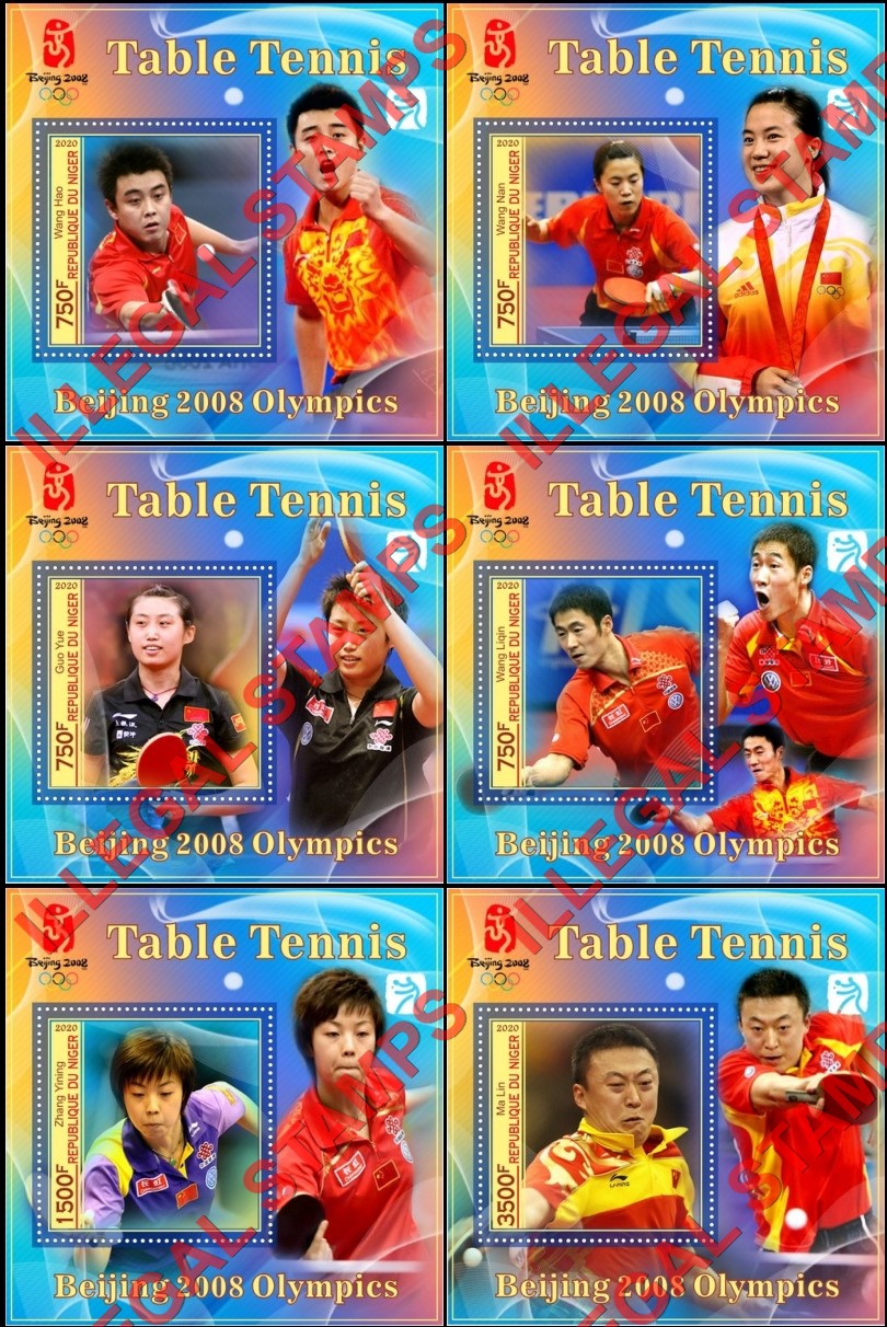 Niger 2020 Table Tennis Olympics Beijing 2008 Illegal Stamp Souvenir Sheets of 1