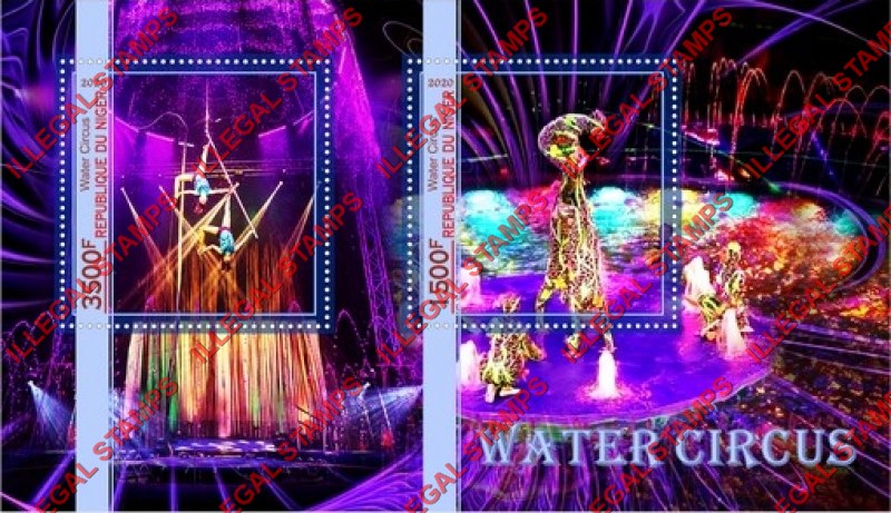 Niger 2020 Water Circus Illegal Stamp Souvenir Sheet of 2