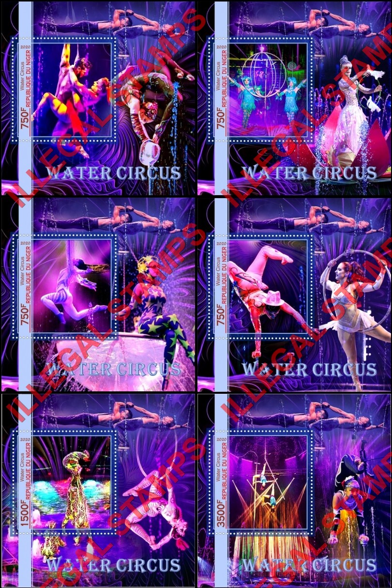 Niger 2020 Water Circus Illegal Stamp Souvenir Sheets of 1