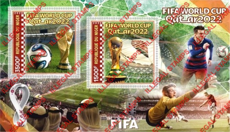 Niger 2020 World Cup Soccer Football Qatar 2022 Illegal Stamp Souvenir Sheet of 2