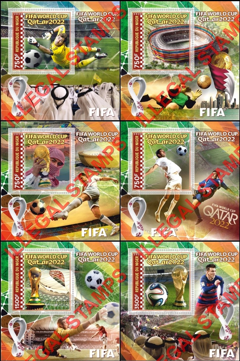 Niger 2020 World Cup Soccer Football Qatar 2022 Illegal Stamp Souvenir Sheets of 1