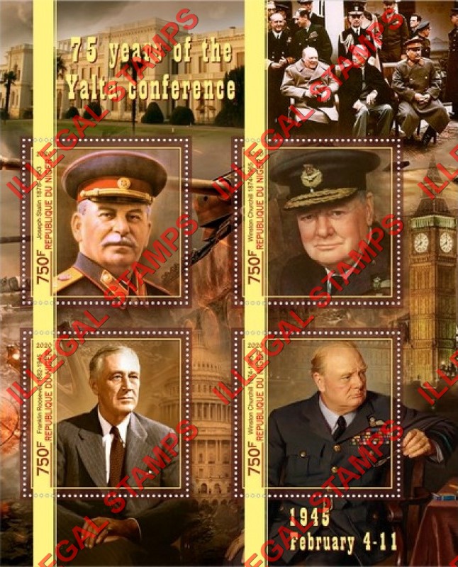 Niger 2020 Yalta Conference Illegal Stamp Souvenir Sheet of 4