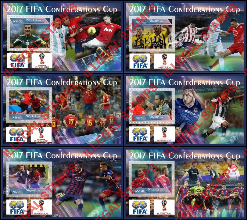 Nigeria 2016 FIFA Confederation Cup in 2017 Soccer Illegal Stamp Souvenir Sheets of 1