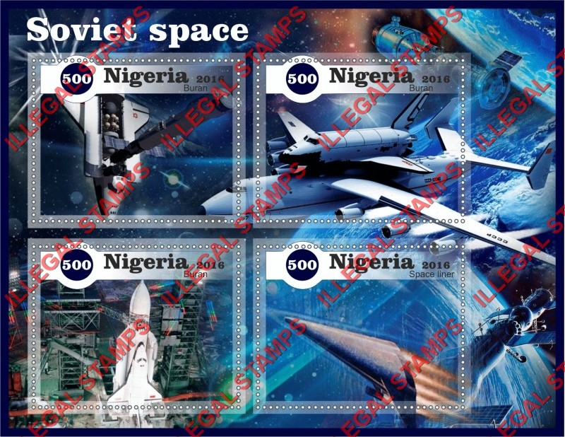 Nigeria 2016 Soviet Space Illegal Stamp Souvenir Sheet of 4