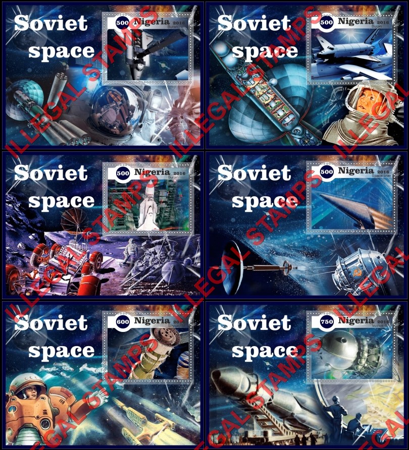 Nigeria 2016 Soviet Space Illegal Stamp Souvenir Sheets of 1
