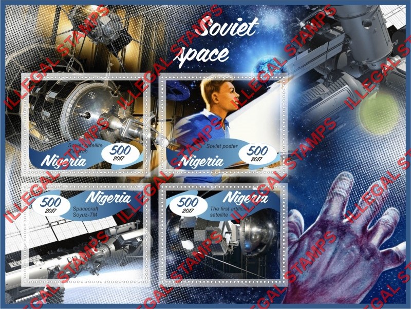 Nigeria 2017 Soviet Space Illegal Stamp Souvenir Sheet of 4