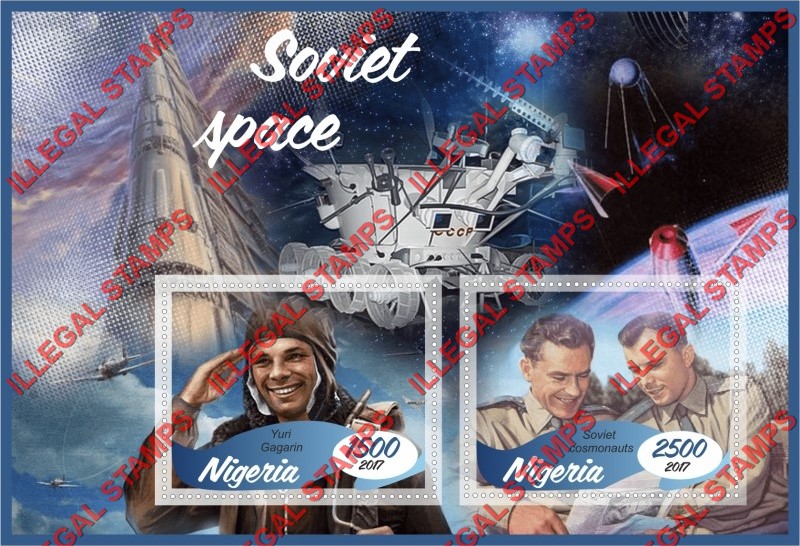 Nigeria 2017 Soviet Space Illegal Stamp Souvenir Sheet of 2