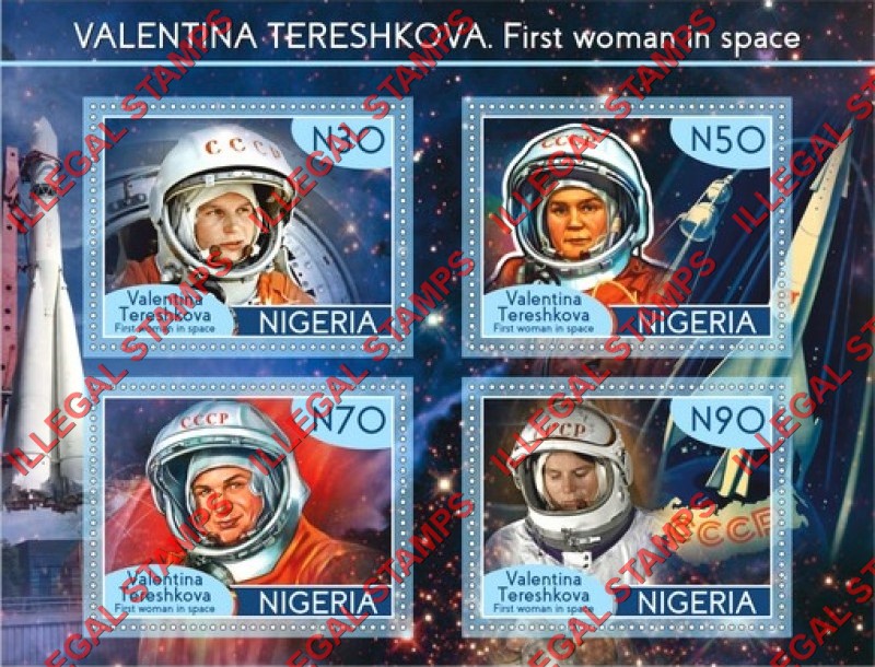 Nigeria 2019 Space Valentina Tereshkova First Woman in Space Illegal Stamp Souvenir Sheet of 4