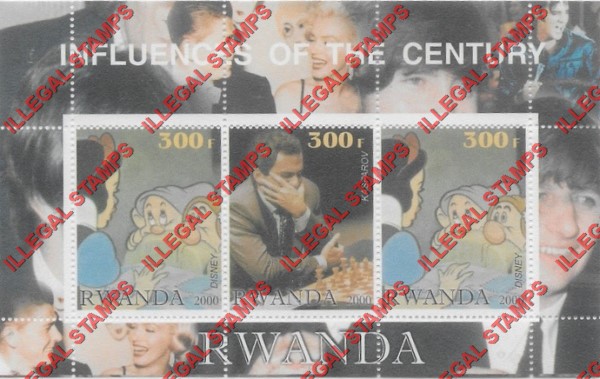 Rwanda 2000 Snow White Illegal Stamp Souvenir Sheet of Three
