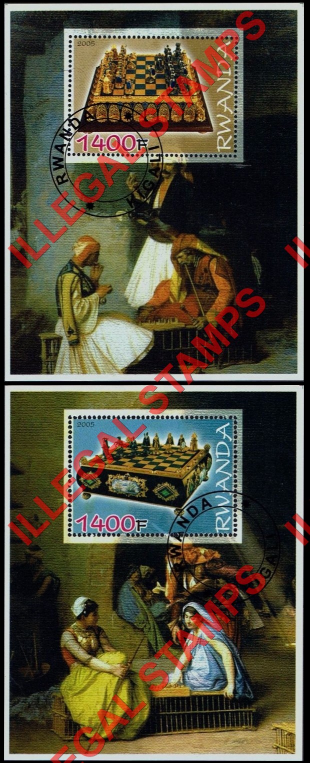 Rwanda 2005 Chess Illegal Stamp Souvenir Sheets of 1