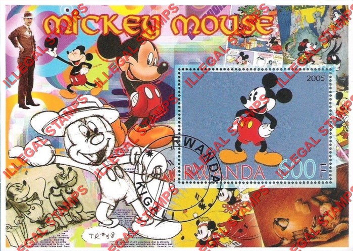 Rwanda 2005 Disney Mickey Mouse Illegal Stamp Souvenir Sheet of 1