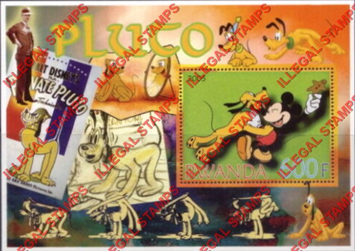 Rwanda 2005 Disney Pluto Illegal Stamp Souvenir Sheet of 1