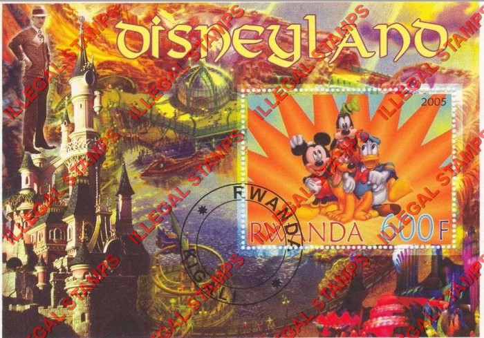 Rwanda 2005 Disneyland Illegal Stamp Souvenir Sheet of 1