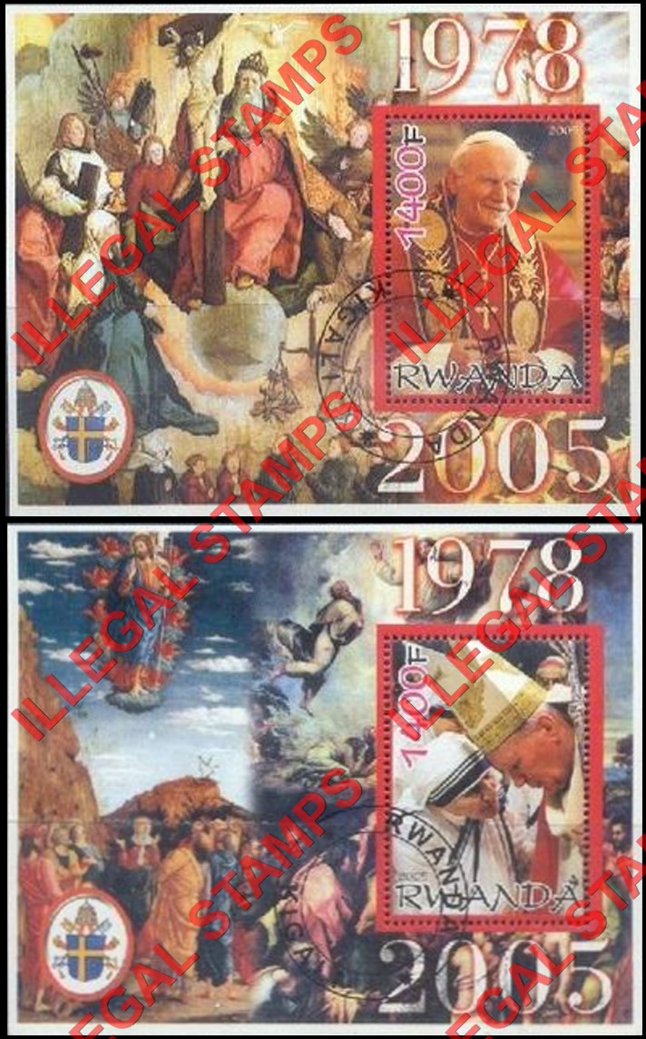 Rwanda 2005 Pope John Paul II Illegal Stamp Souvenir Sheets of 1