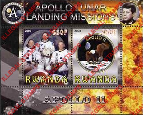 Rwanda 2009 Apollo 11 Illegal Stamp Souvenir Sheet of 2