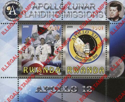 Rwanda 2009 Apollo 12 Illegal Stamp Souvenir Sheet of 2