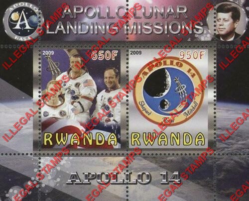 Rwanda 2009 Apollo 14 Illegal Stamp Souvenir Sheet of 2