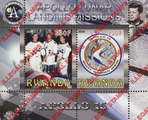 Rwanda 2009 Apollo 15 Illegal Stamp Souvenir Sheet of 2