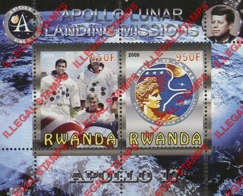 Rwanda 2009 Apollo 17 Illegal Stamp Souvenir Sheet of 2
