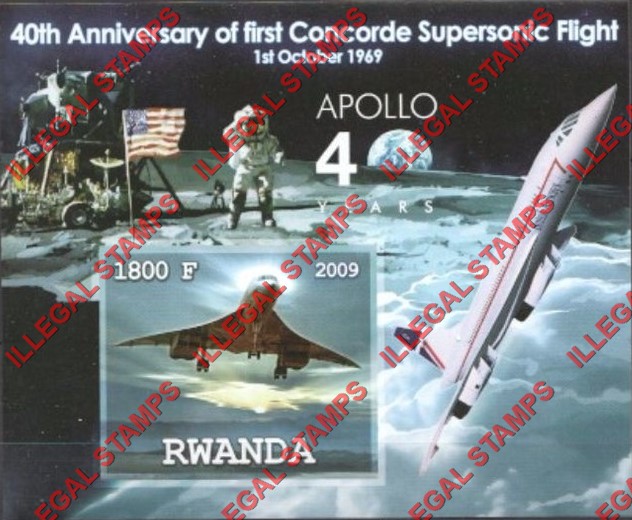 Rwanda 2009 Concorde Illegal Stamp Souvenir Sheet of 1