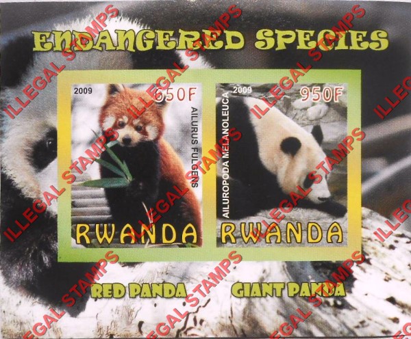 Rwanda 2009 Endangered Species Red Panda and Giant Panda Illegal Stamp Souvenir Sheet of 2