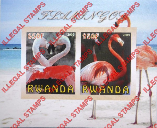 Rwanda 2009 Flamingos Illegal Stamp Souvenir Sheet of 2