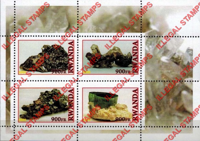 Rwanda 2009 Minerals Illegal Stamp Souvenir Sheet of 4