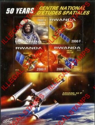 Rwanda 2012 Space 50th Anniversary Ariane 42 P Illegal Stamp Souvenir Sheet of 4