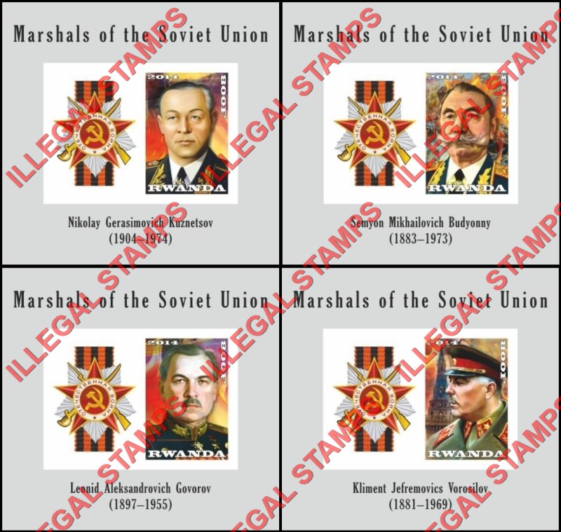 Rwanda 2014 Marshals of the Soviet Union Illegal Stamp Deluxe Souvenir Sheets of 1