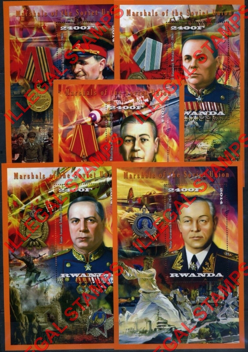 Rwanda 2014 Marshals of the Soviet Union Illegal Stamp Souvenir Sheets of 1 (Part 3)