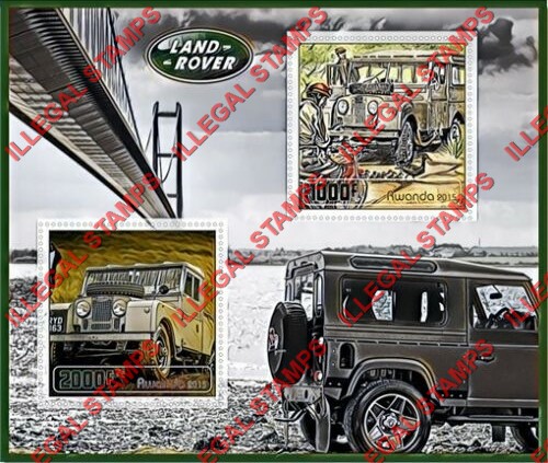 Rwanda 2015 Land Rover Illegal Stamp Souvenir Sheet of 2