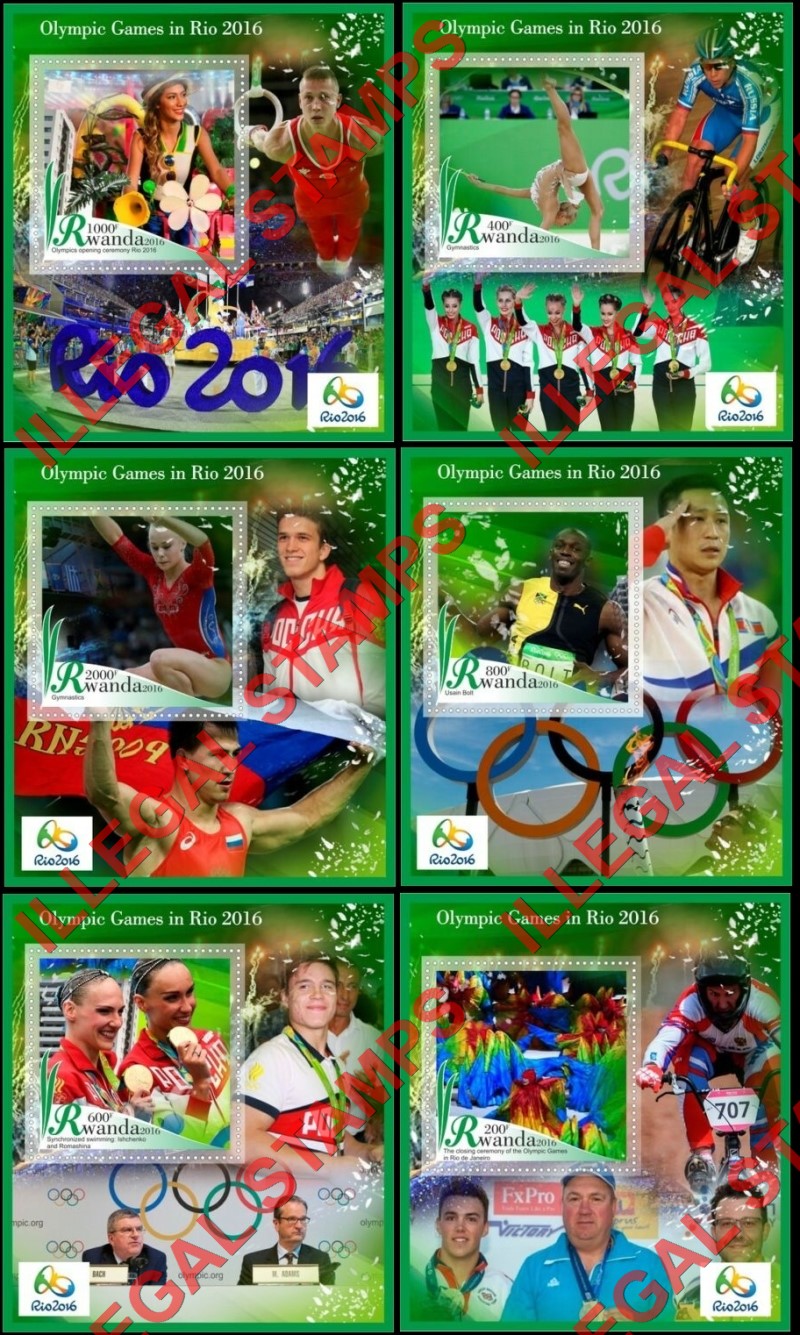 Rwanda 2016 Olympic Games in Rio Illegal Stamp Souvenir Sheets of 1