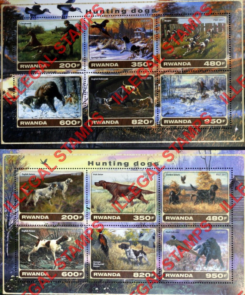 Rwanda 2017 Hunting Dogs Illegal Stamp Souvenir Sheets of 6