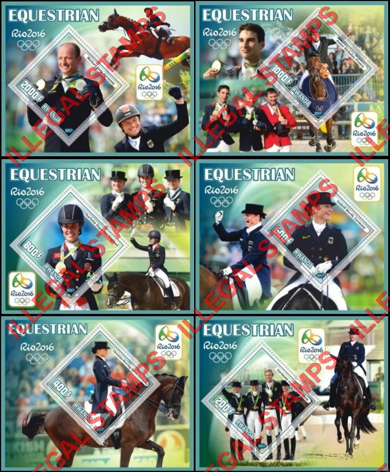 Rwanda 2017 Olympic Games Equestrian Illegal Stamp Souvenir Sheets of 1