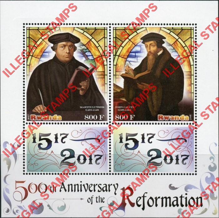 Rwanda 2017 Reformation Illegal Stamp Souvenir Sheet of 2