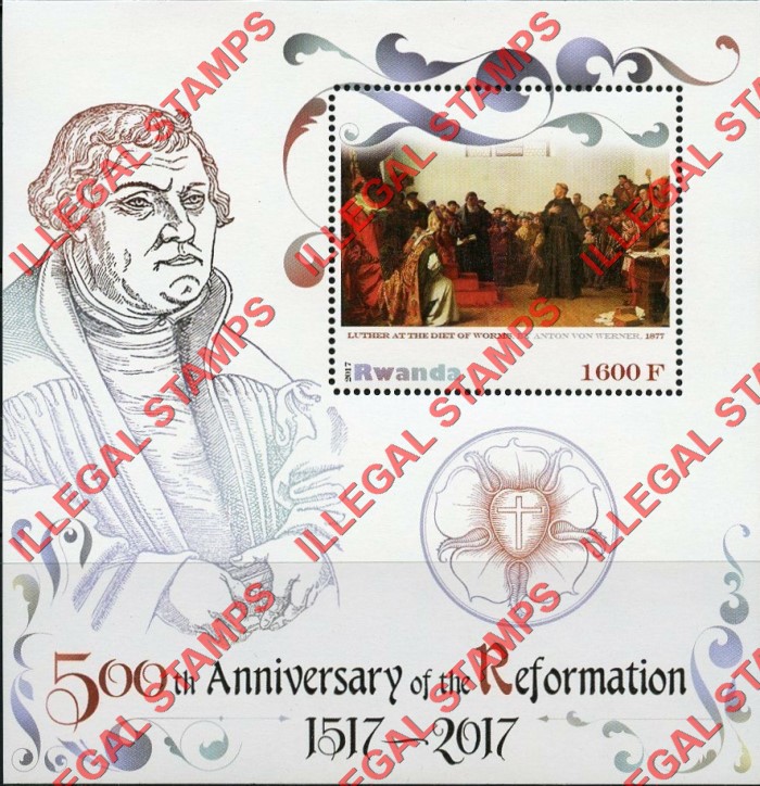 Rwanda 2017 Reformation Illegal Stamp Souvenir Sheet of 1