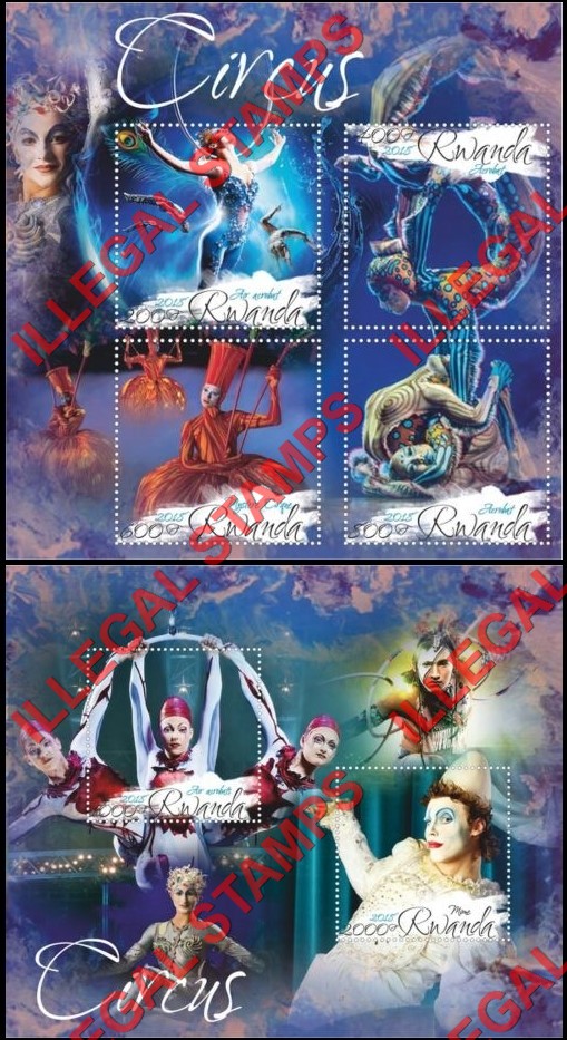 Rwanda 2018 Circus Illegal Stamp Souvenir Sheets of 4 and 2