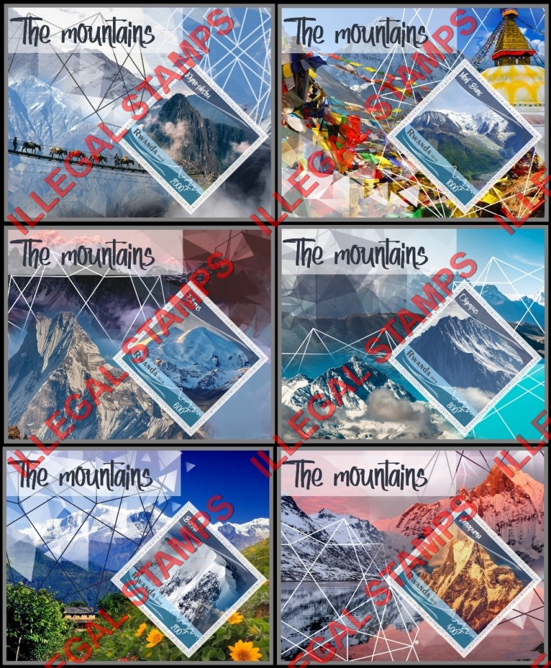 Rwanda 2018 Mountains Illegal Stamp Souvenir Sheets of 1