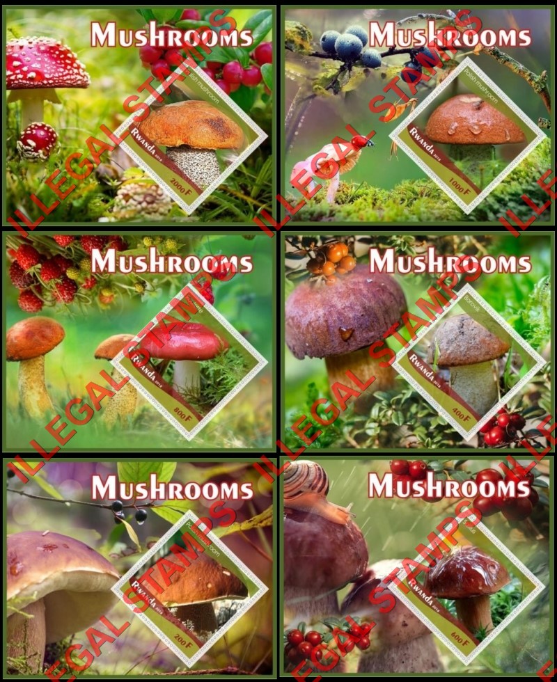 Rwanda 2018 Mushrooms Illegal Stamp Souvenir Sheets of 1