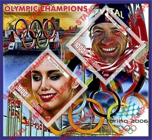 Rwanda 2018 Olympic Champions Illegal Stamp Souvenir Sheet of 2