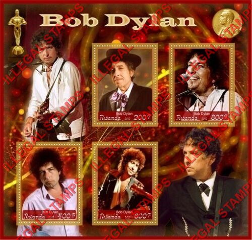 Rwanda 2019 Bob Dylan Illegal Stamp Souvenir Sheet of 4