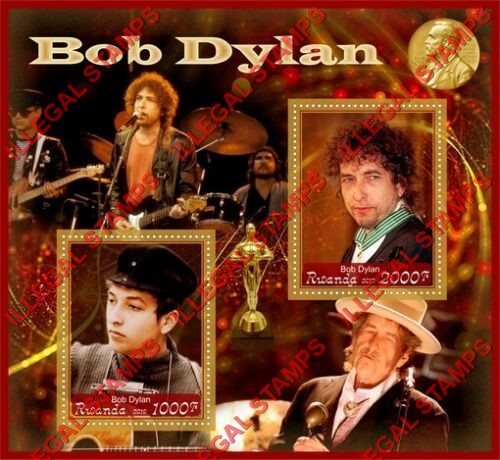 Rwanda 2019 Bob Dylan Illegal Stamp Souvenir Sheet of 2