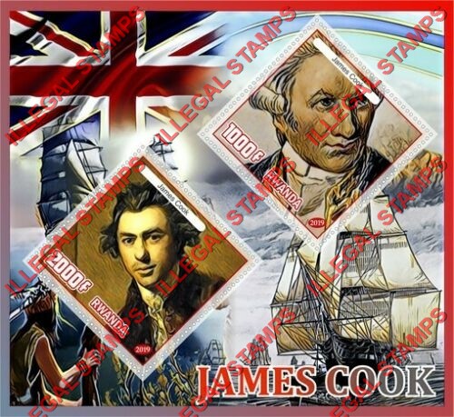 Rwanda 2019 James Cook Illegal Stamp Souvenir Sheet of 2