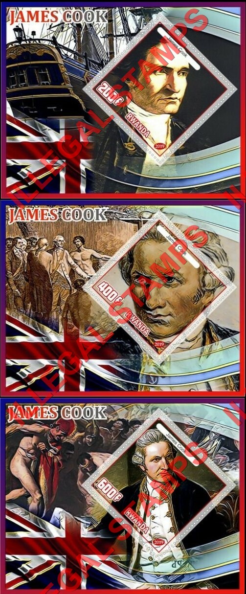 Rwanda 2019 James Cook Illegal Stamp Souvenir Sheets of 1 (Part 1)