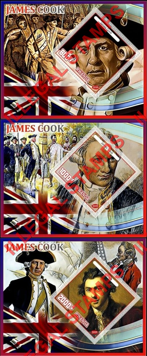 Rwanda 2019 James Cook Illegal Stamp Souvenir Sheets of 1 (Part 2)