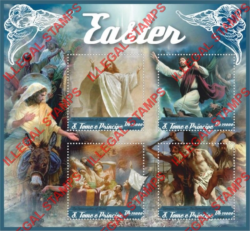 Saint Thomas and Prince Islands 2016 Easter Paintings Illegal Stamp Souvenir Sheet of 4